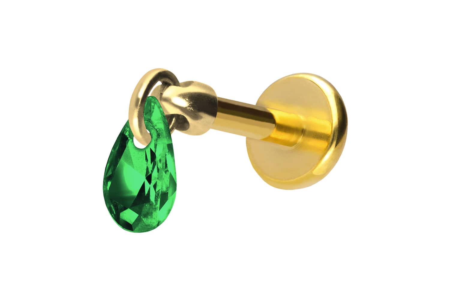 Titan Labret Piercing mit Push Fit KRISTALLTROPFEN